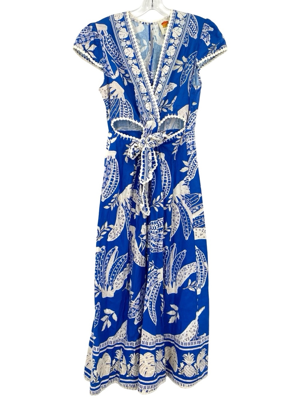 Farm Rio Blue Lace Banana Midi Dress Linen Small